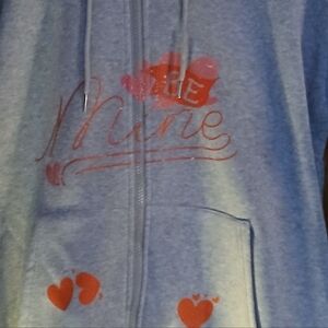 Gray Hoodie with Red Heart Design